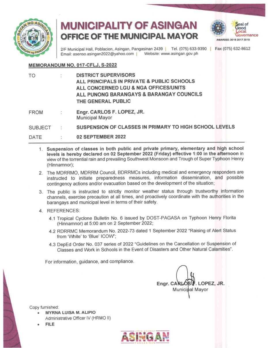 DepEd Guidelines on the Suspension of Classes During Typhoons